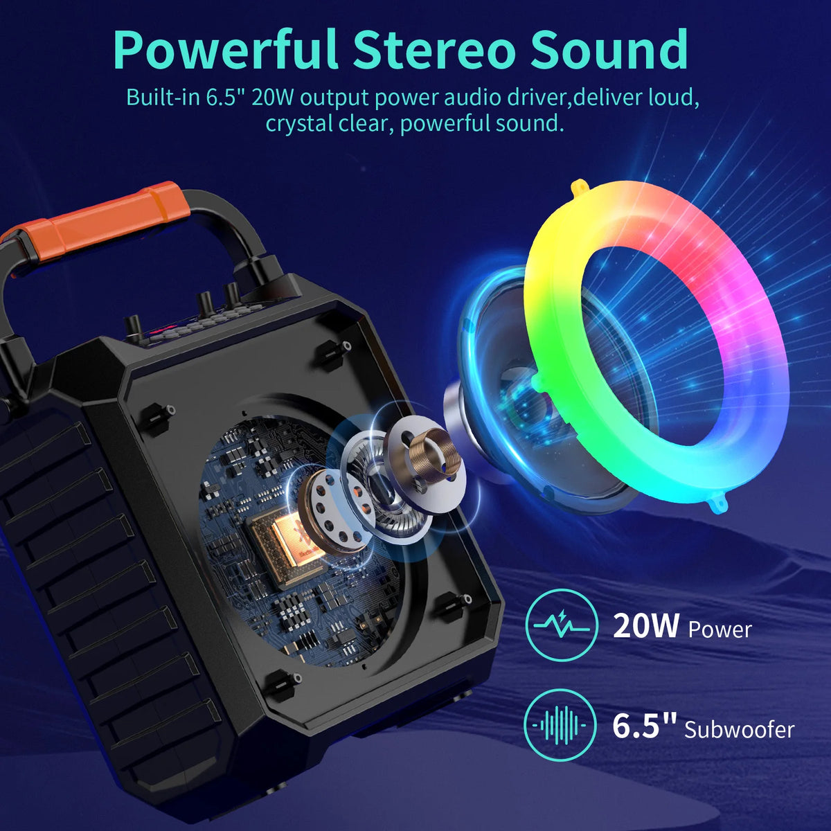 FanFun Wireless Karaoke Speaker With Dual Mics And Party Lights