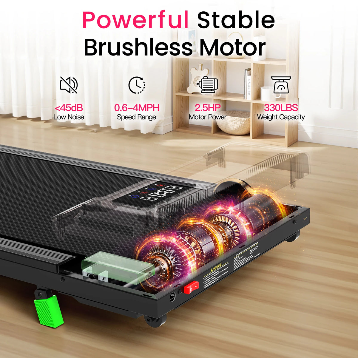 Akluer Portable Under Desk Walking Pad Treadmill With Remote