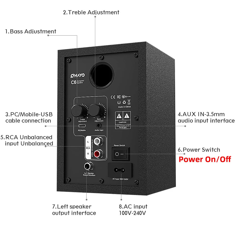 Ohayo Active Bluetooth Bookshelf Speakers For Desktop Audio
