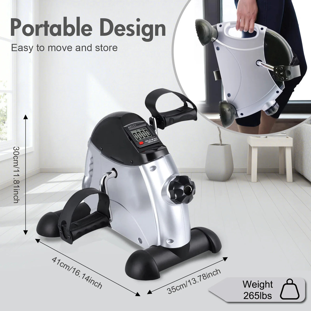 Motorized Mini Under Desk Pedal Exerciser Digital LCD Display