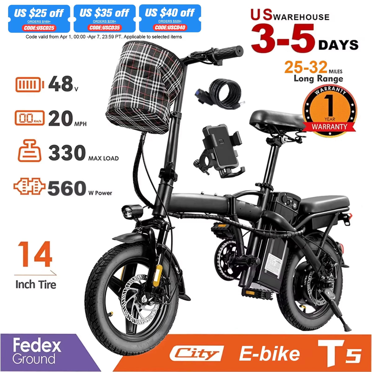 Terrosor 560W 48V Folding Electric Bicycle Commuter Urban E Bike