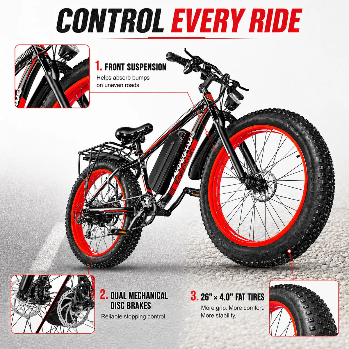 EOEOTWO 1500W Peak Electric Bike With 48V Long Range Battery