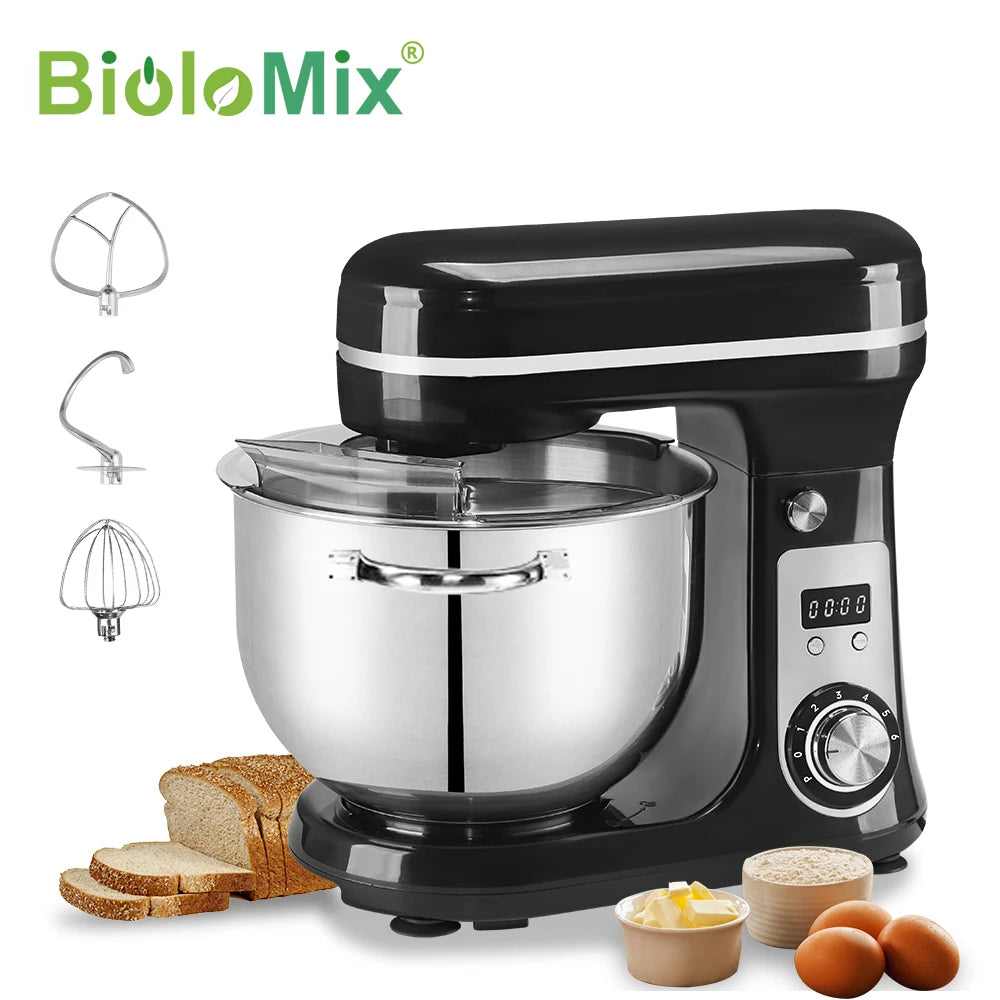 Biolomix 6 Speed Kitchen Stand Mixer Stainless Steel Bowl