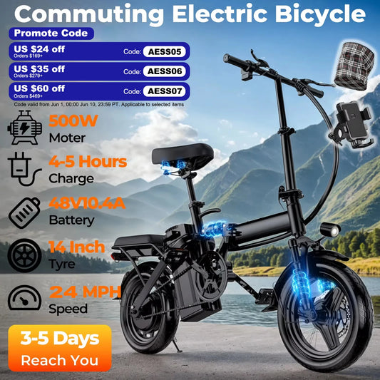 Furider 560W Folding Electric Bike With Removable Battery