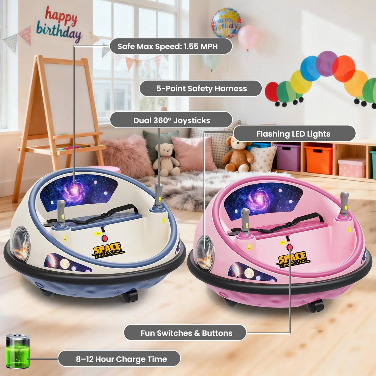 HiMiss 12V Kids Electric Bumper Car With Remote Control