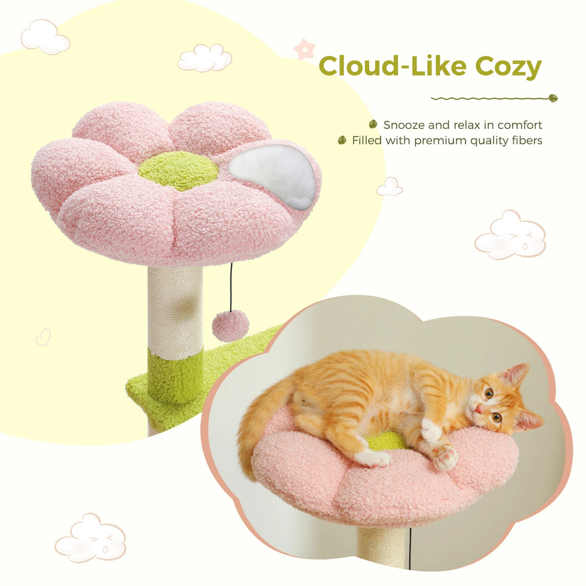PAWZ Road Flower Multi Level Cat Tower With Sisal Posts