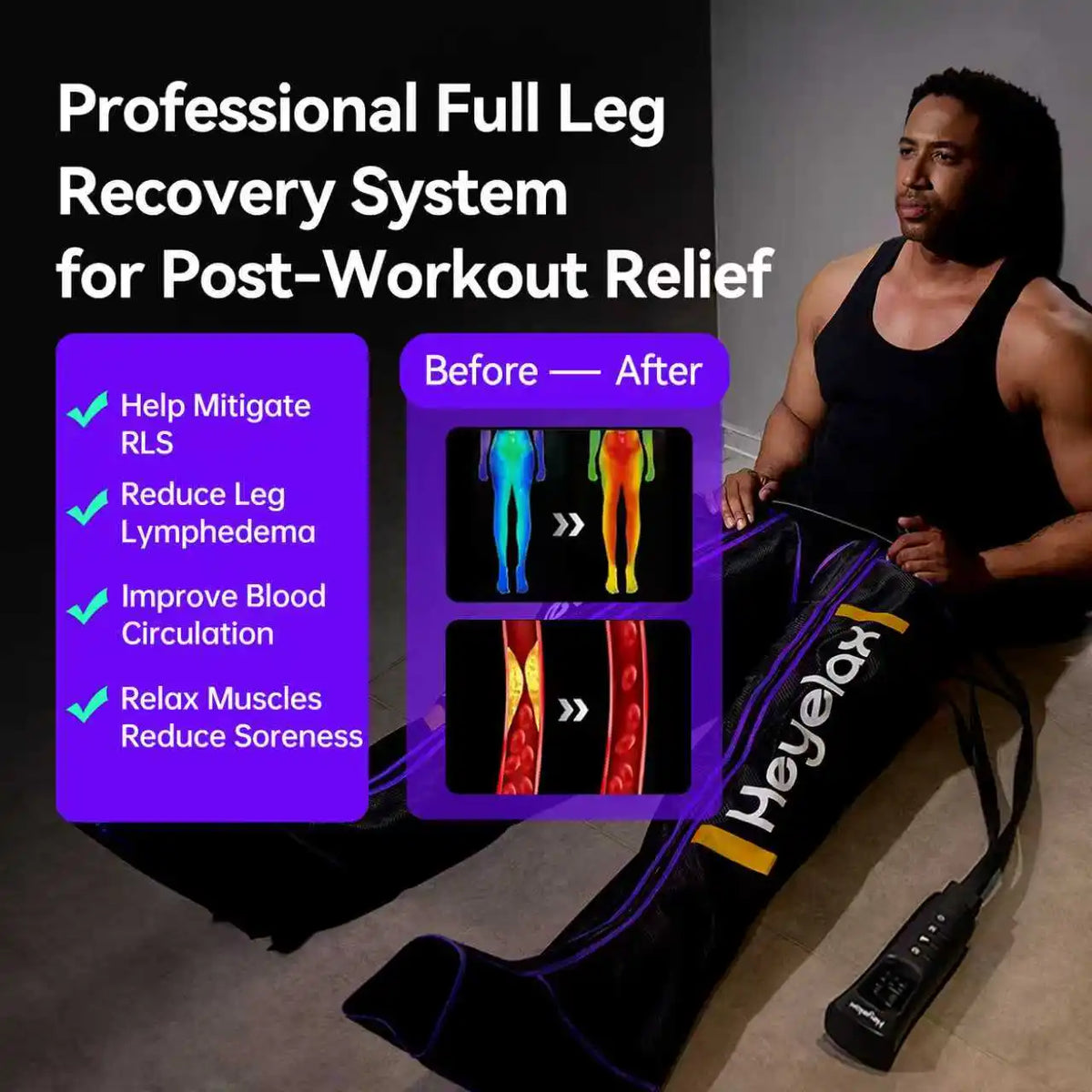 Heyelax Air Compression Leg Massager For Circulation And Recovery