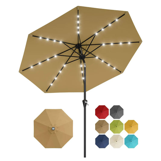 Studyset Solar Powered Patio Umbrella With Built In Led Lights