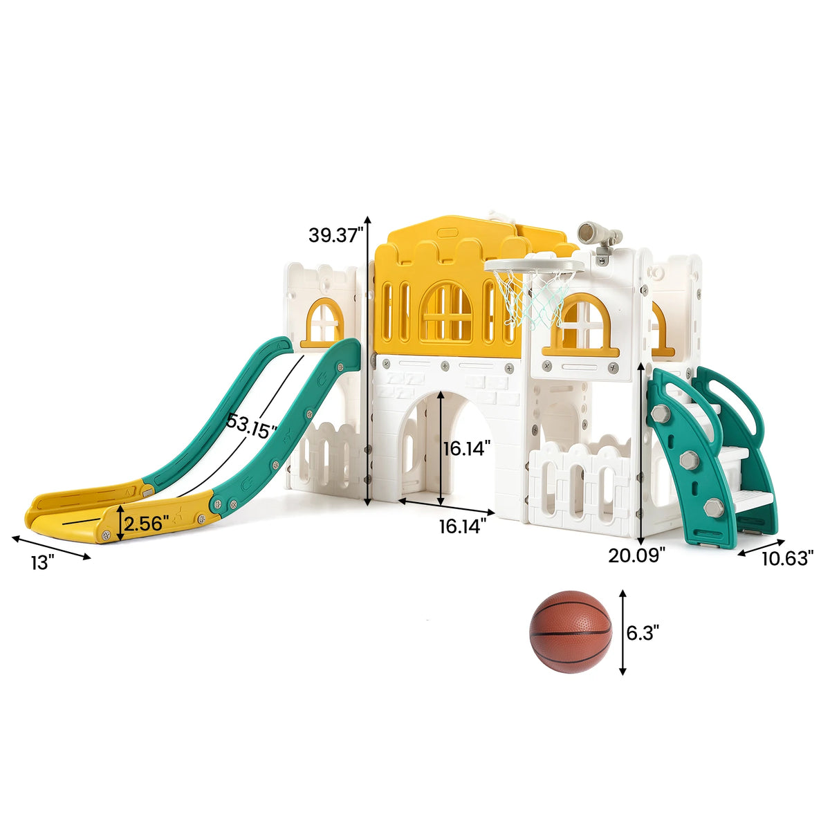 8 In 1 Toddler Slide Indoor Outdoor Kids Playset With Basketball Hoop