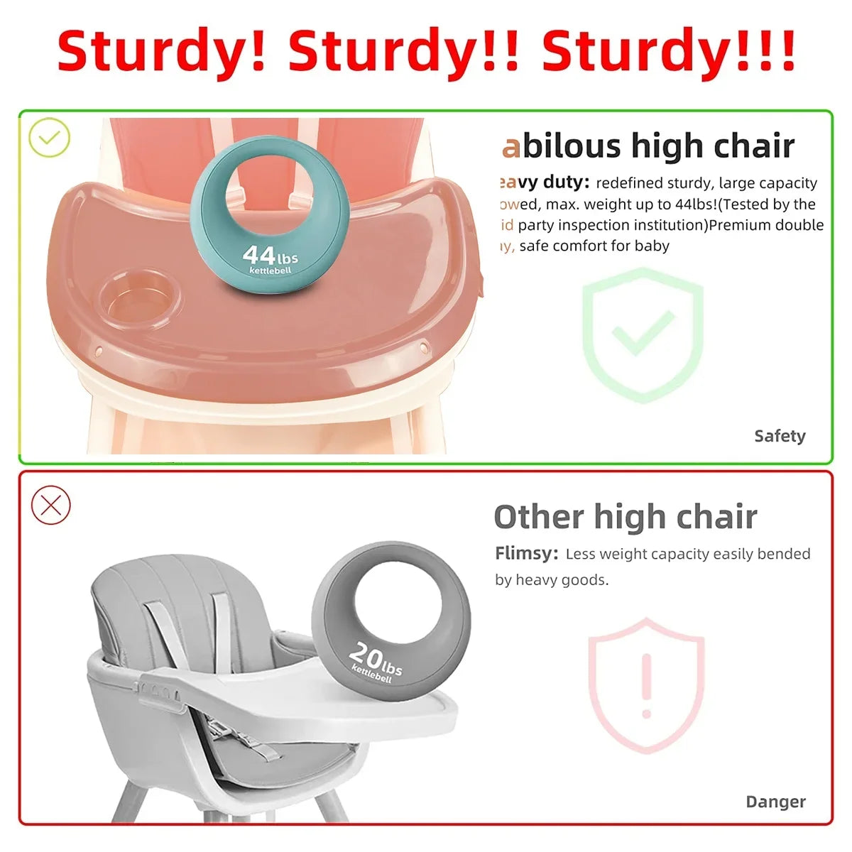 Adjustable Foldable Baby High Chair With Cushioned Reclining Seat