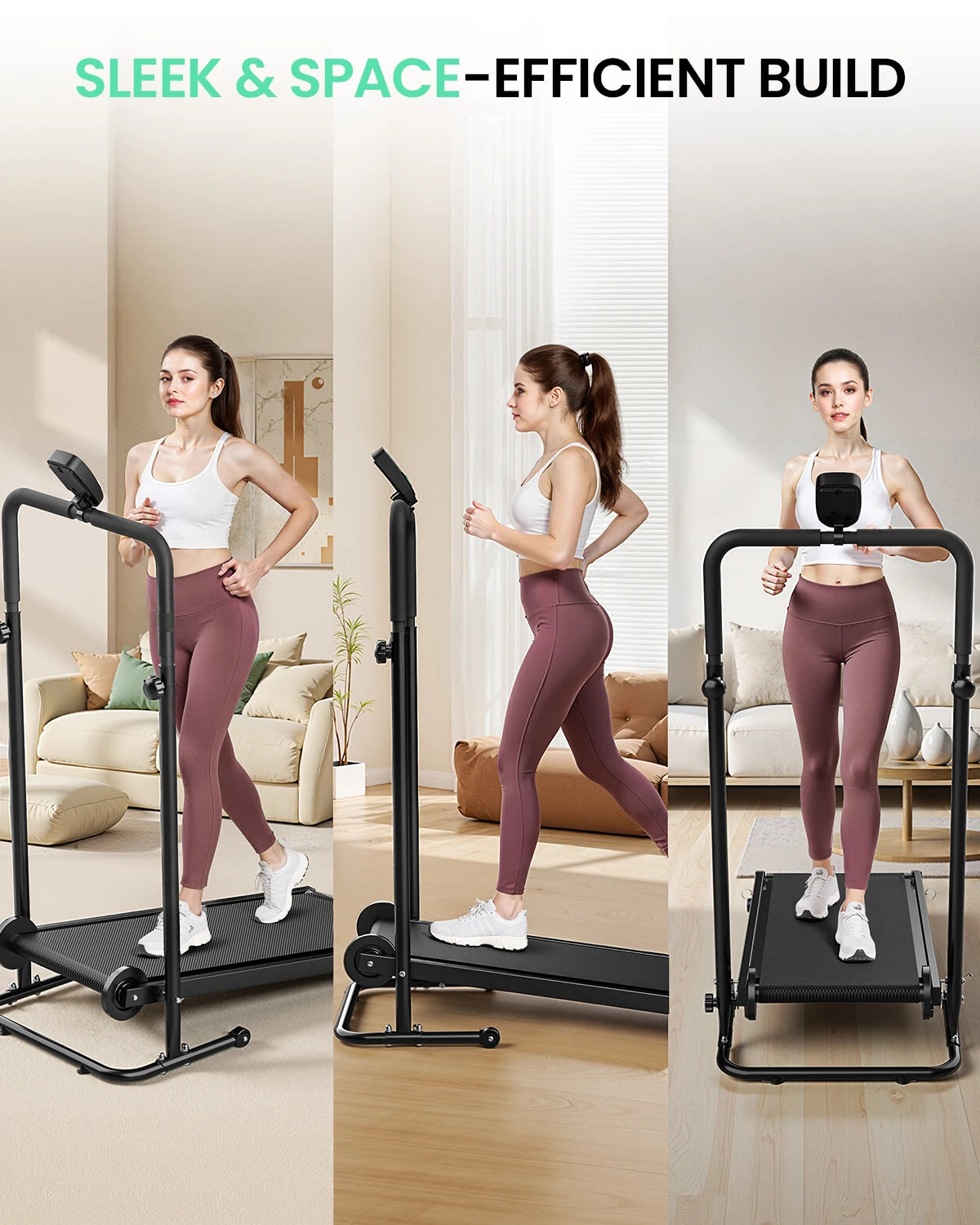Akluer Mechanical Treadmill With Dual Flywheel And LCD Monitor