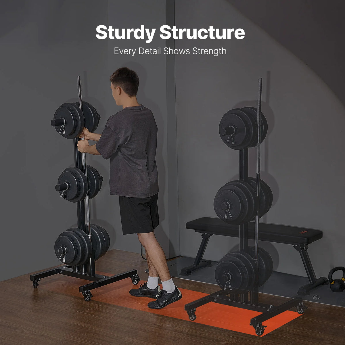 Vevor Weight Plate Rack With Rolling Wheels And Storage Stand