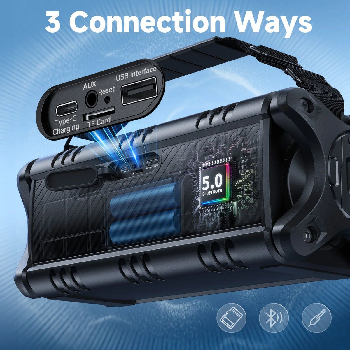 W-KING D8 50W Waterproof Bluetooth Portable Outdoor Speaker
