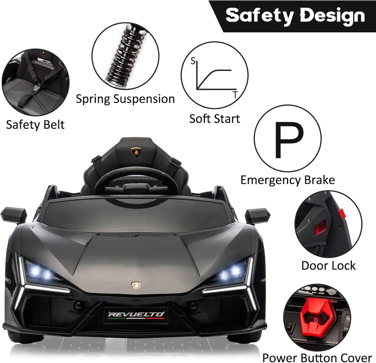 HiMiss Kids Electric Ride On Car With Remote Control Headlight