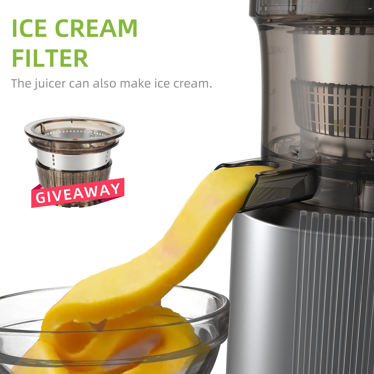 Biolomix Cold Press Juicer Wide Feed Chute Slow Masticating Extractor