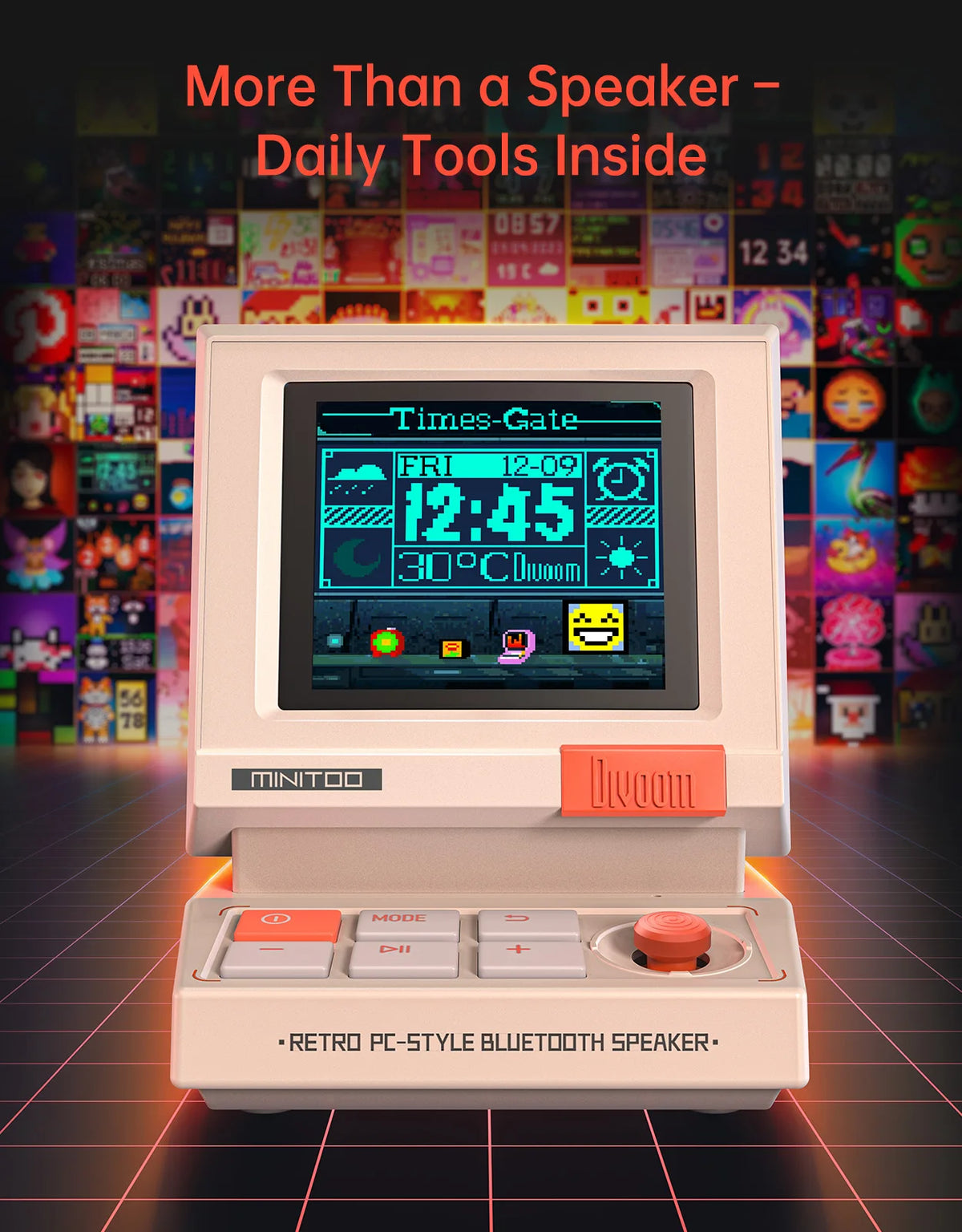 Divoom MiniToo Retro Portable Bluetooth Speaker Pixel Display