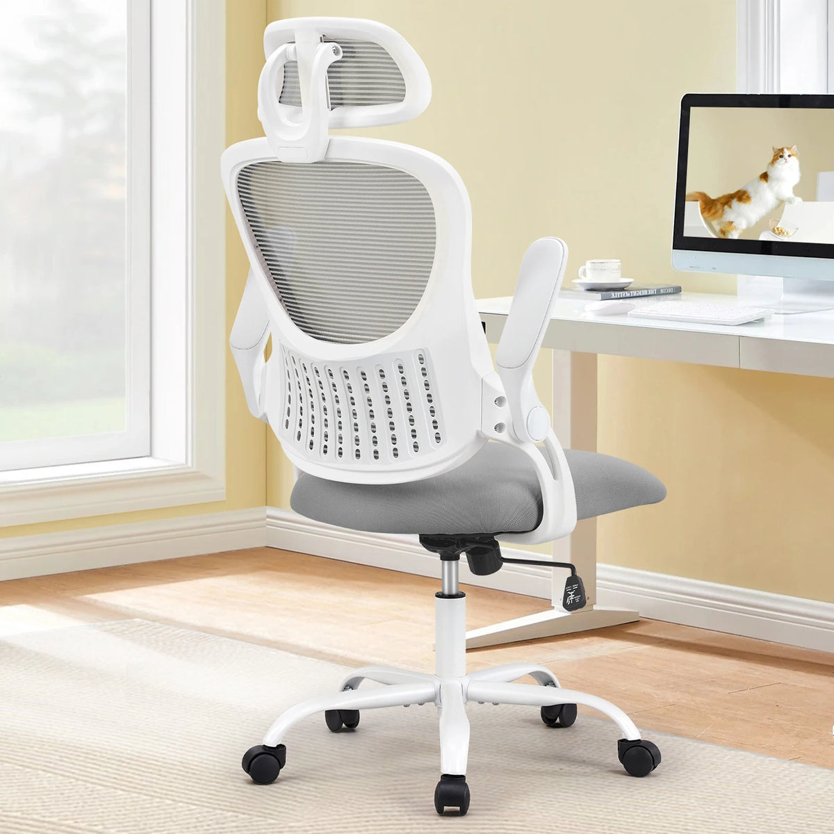 JHK Ergonomic Mesh Office Chair With Flip Up Adjustable Arms