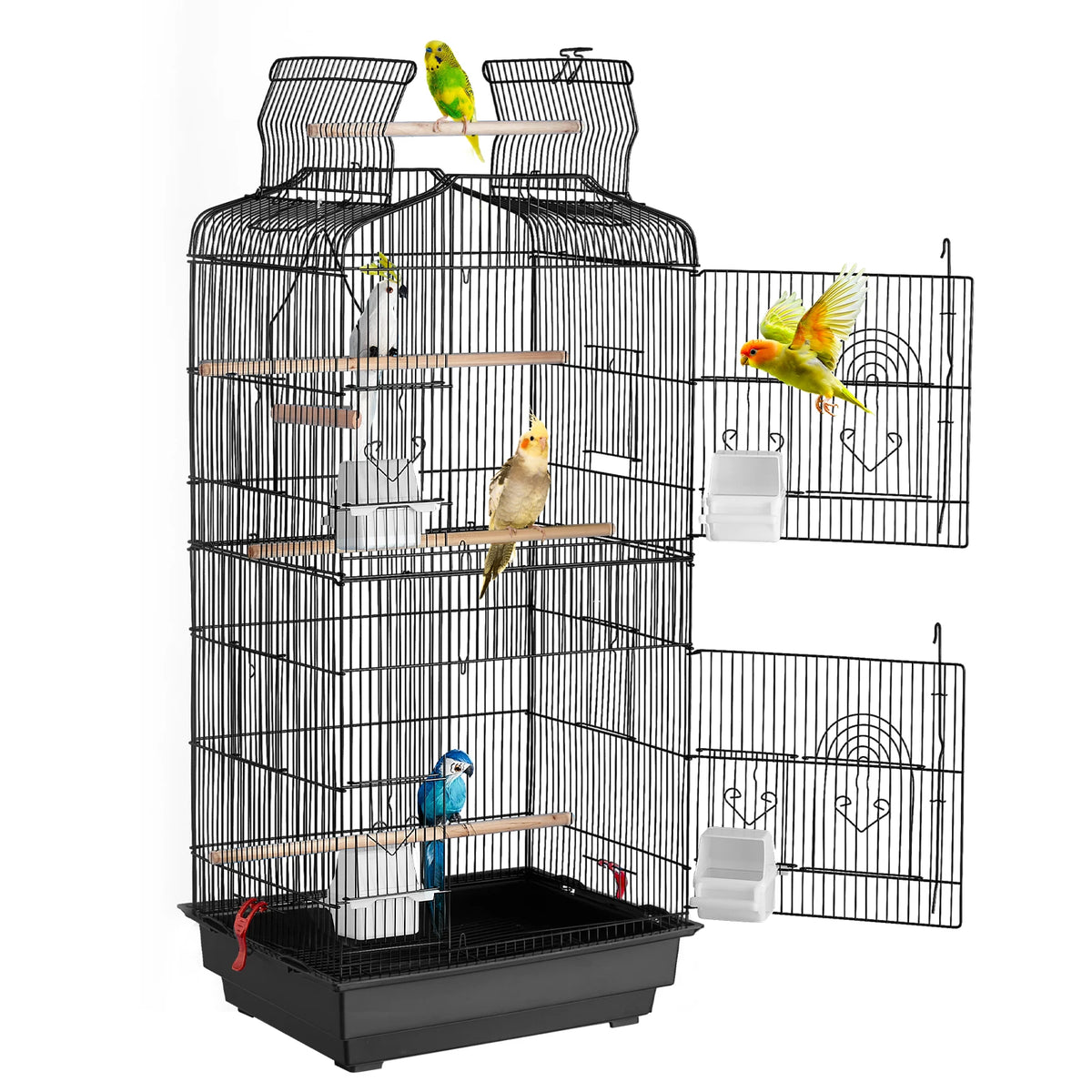 SucceBuy Hanging Parrot Bird Cage With Swing And Perch