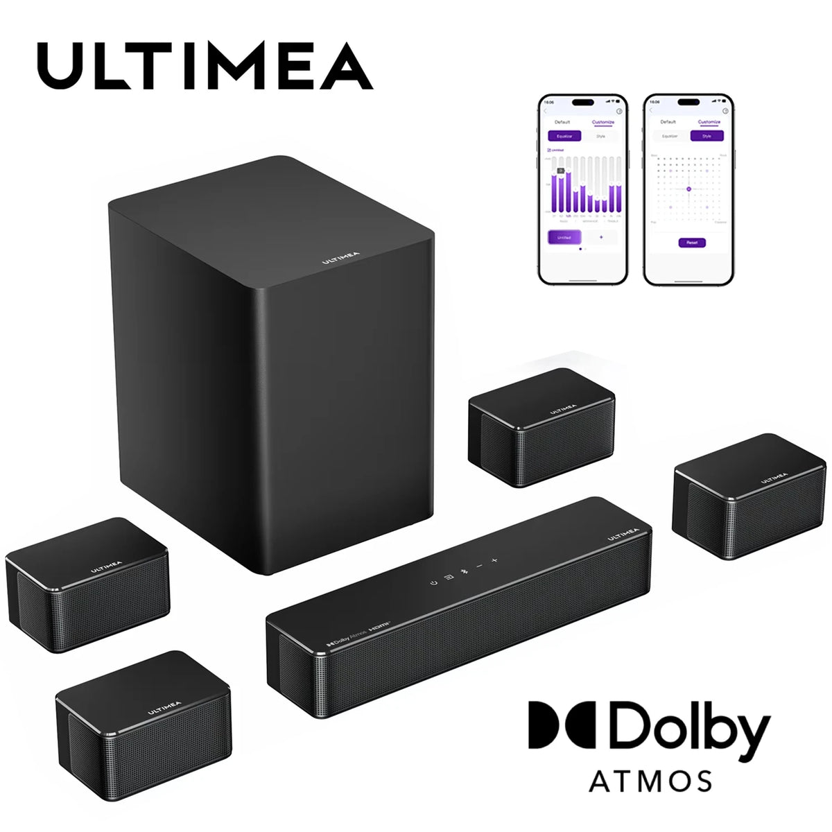 Ultimea 500W 7.1ch Atmos Home Theater Soundbar With Wireless Subwoofer