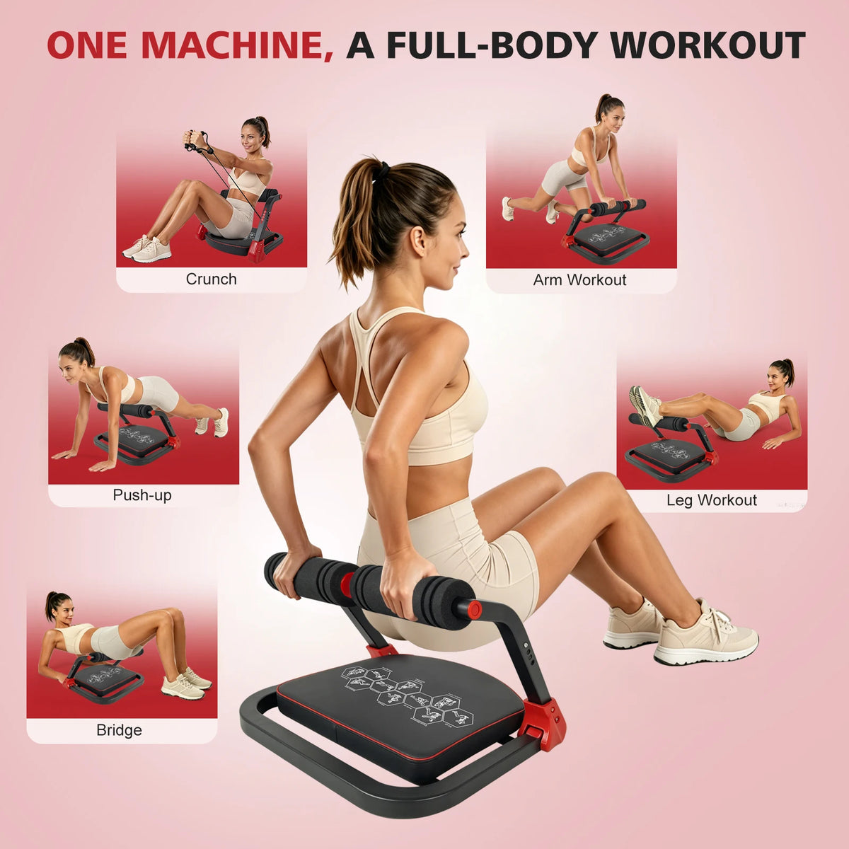 Abdominal Core Trainer Machine With Resistance Bands For Home Gym