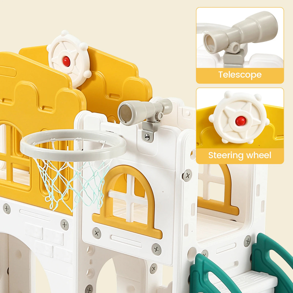 8 In 1 Toddler Slide Indoor Outdoor Kids Playset With Basketball Hoop
