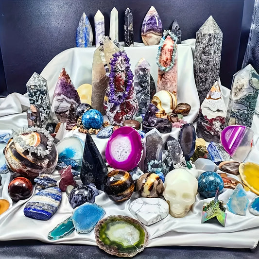 CrystalHola Mixed Raw Crystal Stones Gift Box For Home Decor