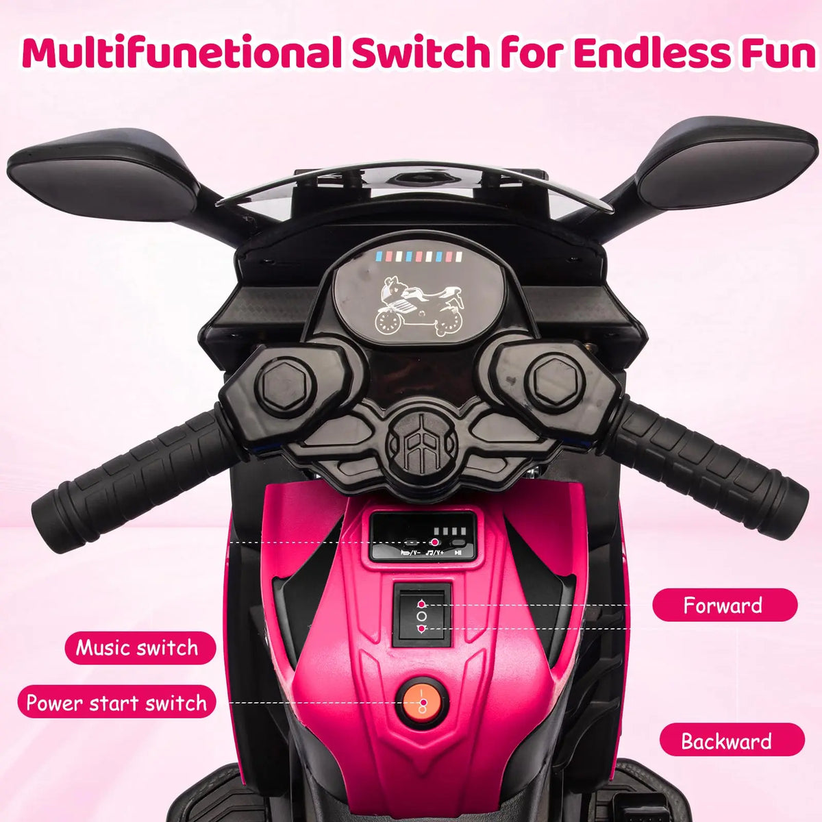 HiMiss Kids Electric Ride On Motorcycle With Training Wheels Toddlers
