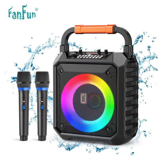 FanFun Wireless Karaoke Speaker With Dual Mics And Party Lights