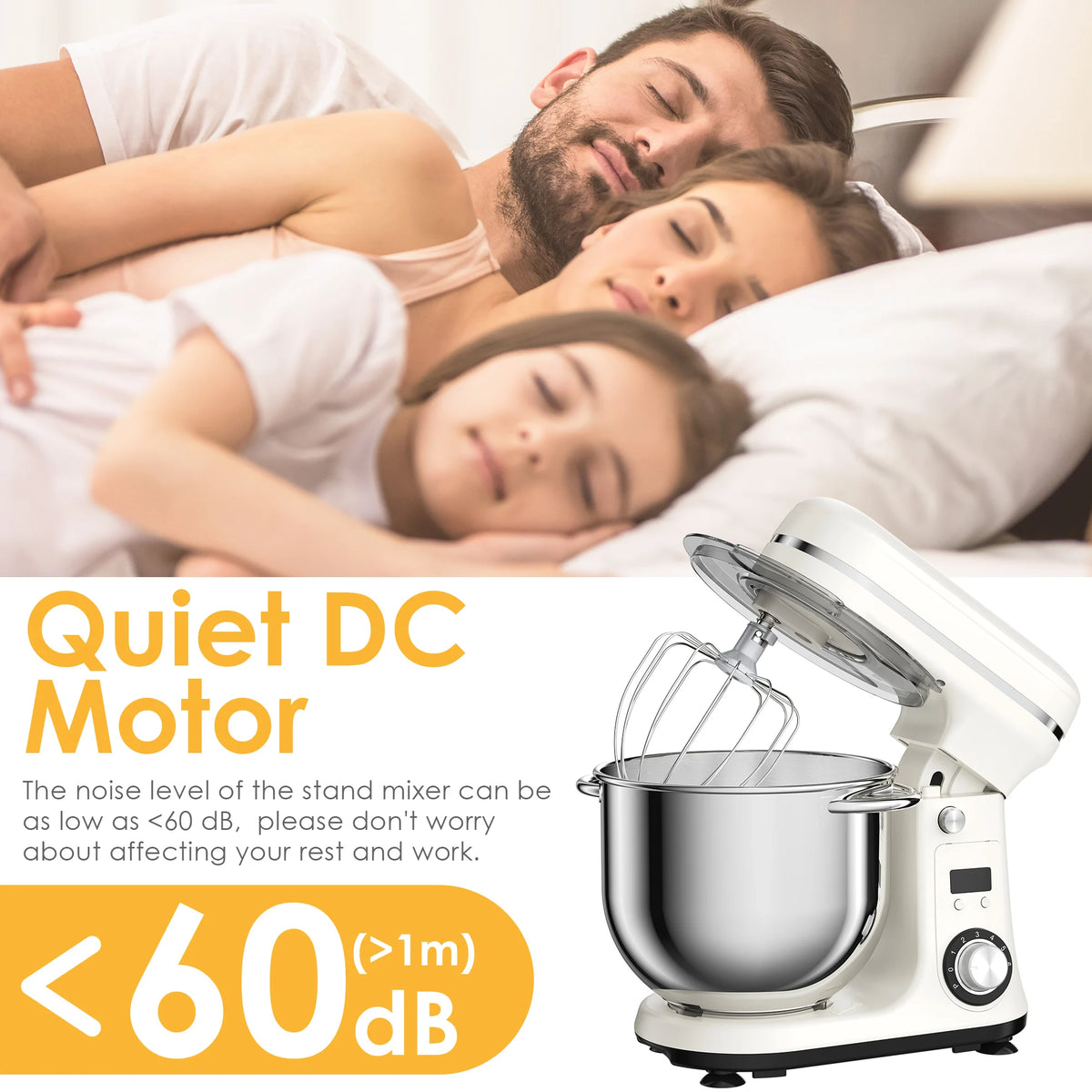 Biolomix 6 Speed Kitchen Stand Mixer Stainless Steel Bowl