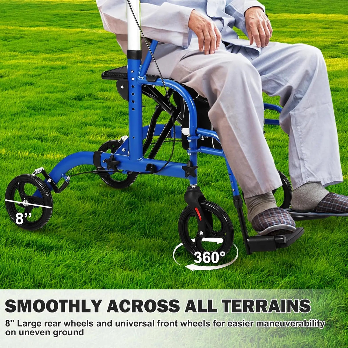 Foldable Aluminum Rollator Walker With Seat Backrest For Adults
