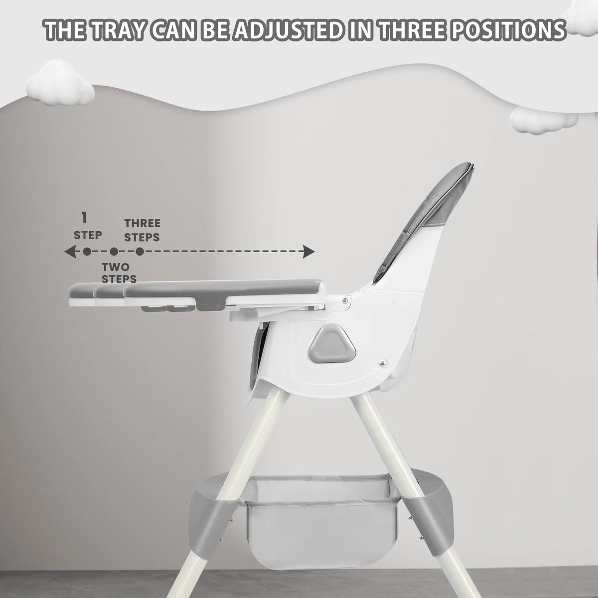 Piorlado Foldable Baby High Chair With Tray And Rack