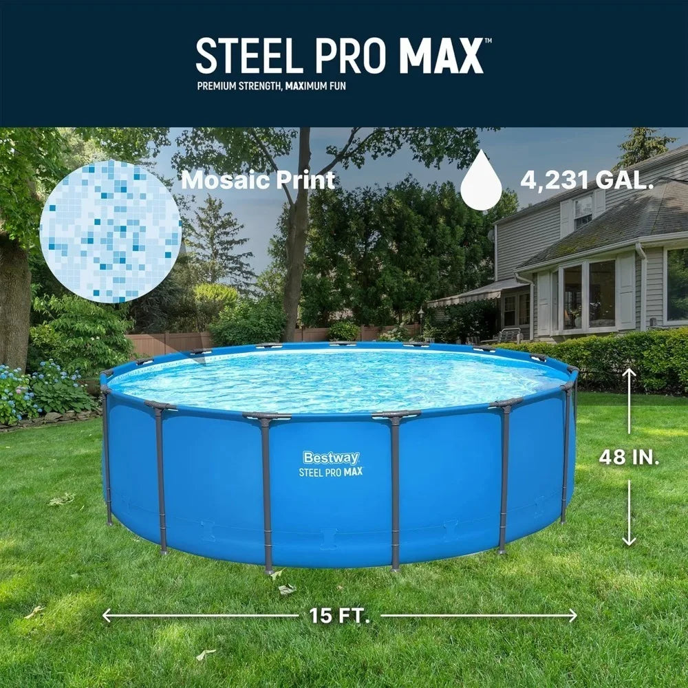 Steel Pro MAX Above Ground Round Metal Frame Outdoor Pool