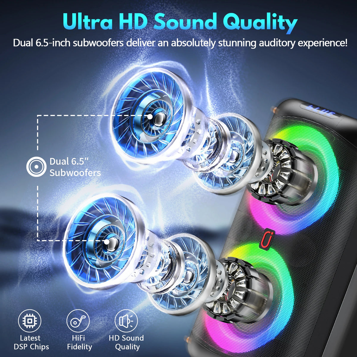 FanFun Wireless Karaoke Speaker With Dual Microphones And Led Lighting