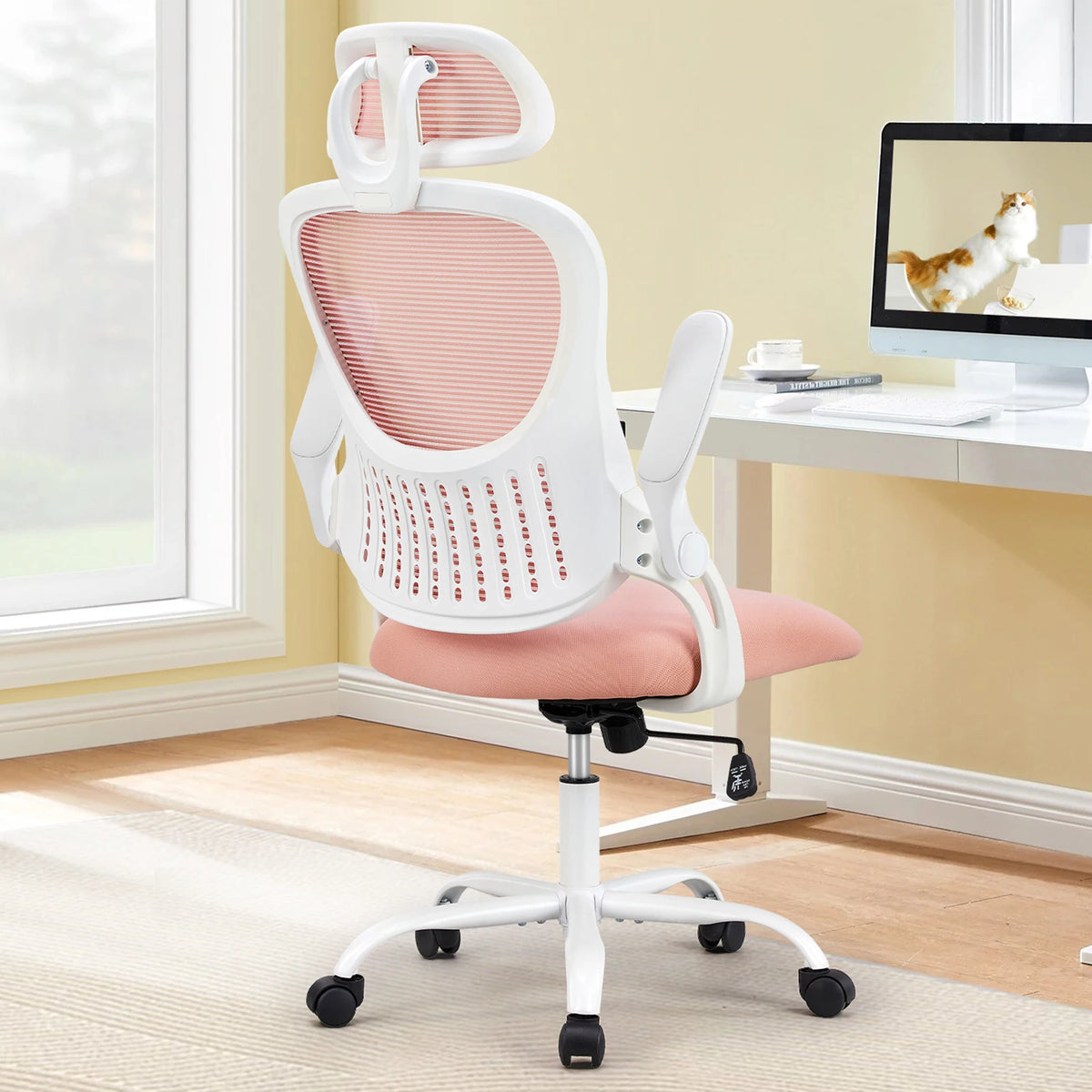 JHK Ergonomic Mesh Office Chair With Flip Up Adjustable Arms