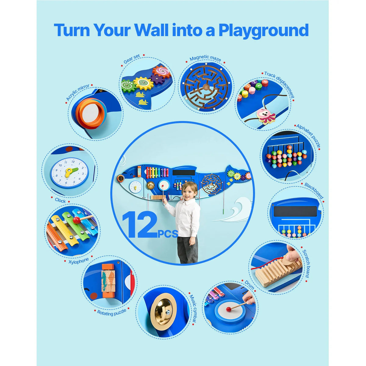 SucceBuy Kids Wall Busy Board For Sensory Learning Activities