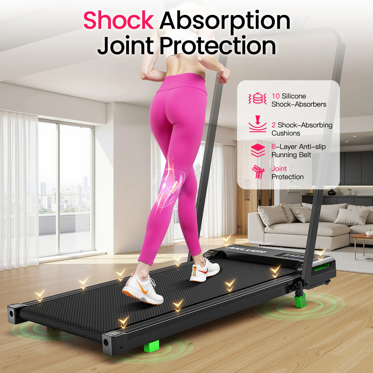 Akluer Portable Under Desk Walking Pad Treadmill With Remote