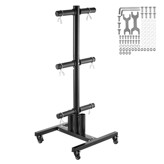 Vevor Weight Plate Rack With Rolling Wheels And Storage Stand