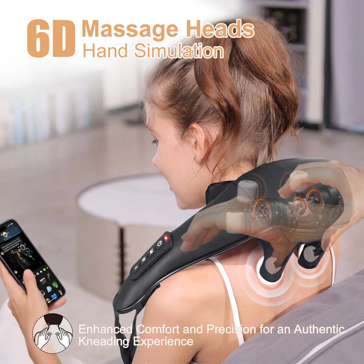 MASGRE Cordless Shiatsu Neck And Shoulder Massager With Heat