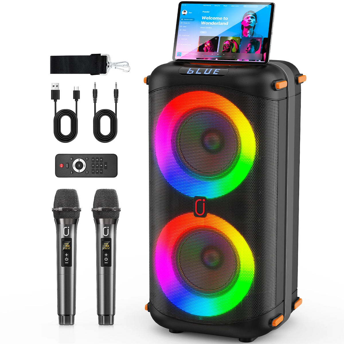 FanFun Wireless Karaoke Speaker With Dual Microphones And Led Lighting