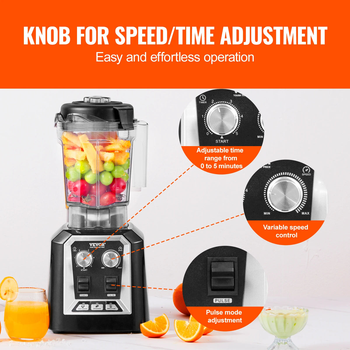 SucceBuy Professional Countertop Smoothie Blender With Powerful Motor