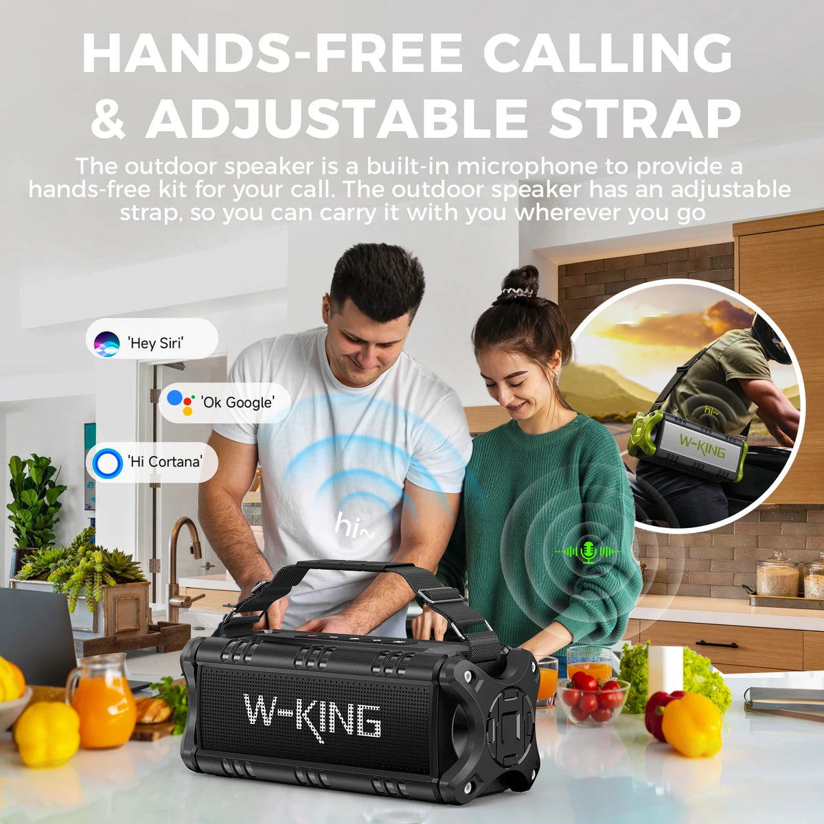 W-KING D8 50W Waterproof Bluetooth Portable Outdoor Speaker