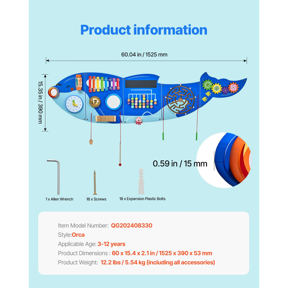 SucceBuy Kids Wall Busy Board For Sensory Learning Activities