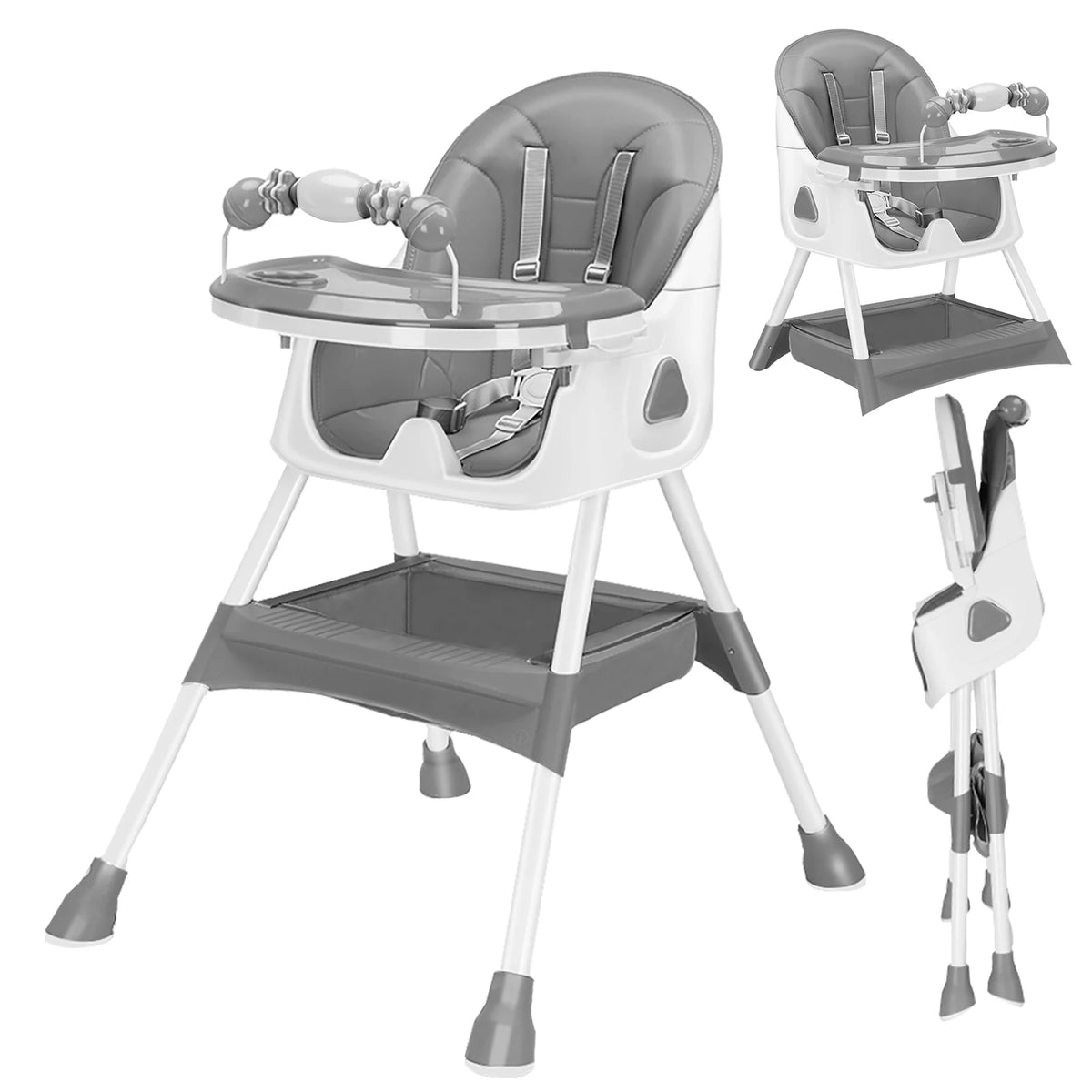 Piorlado Foldable Baby High Chair With Tray And Rack