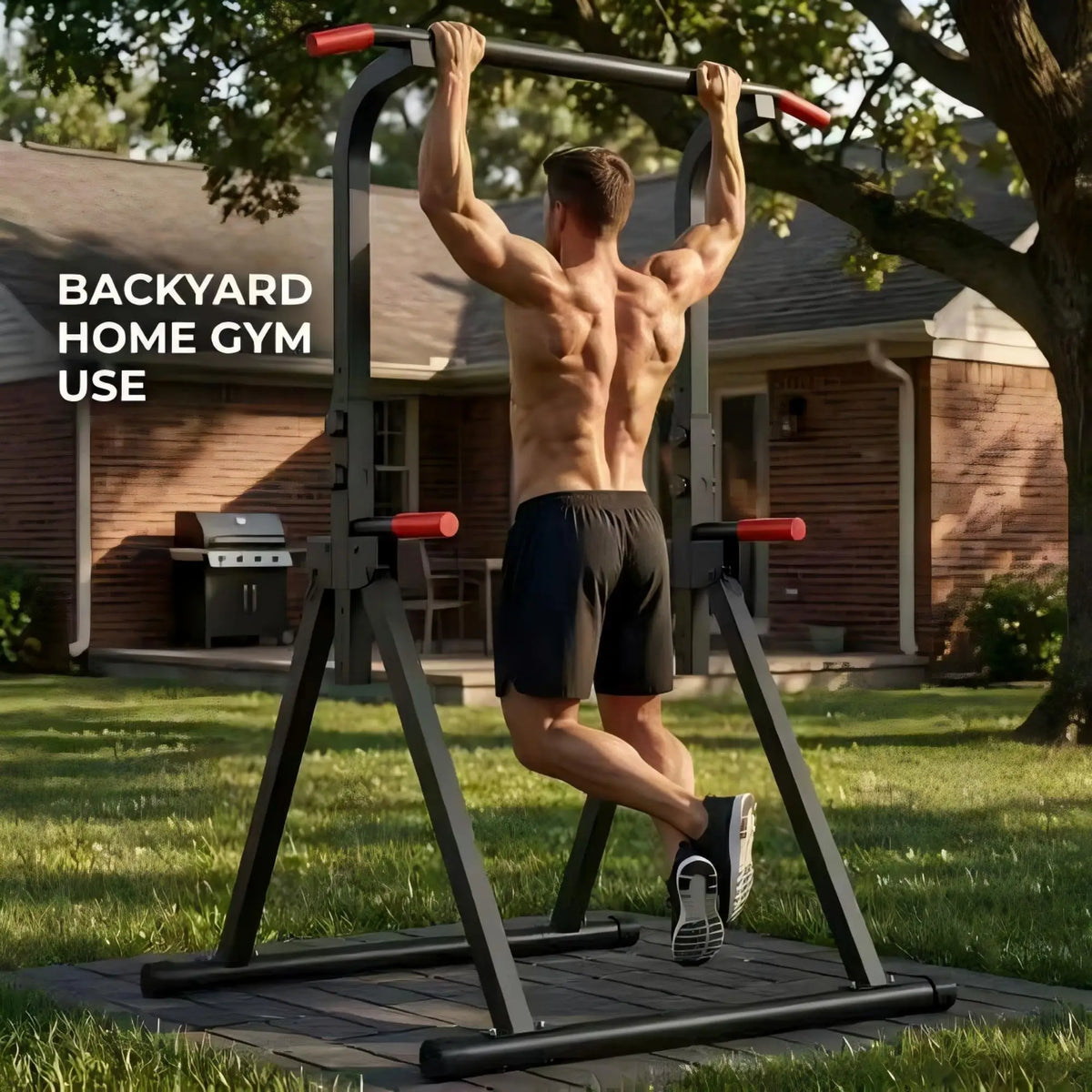 Foldable Power Tower Pull Up Bar With Adjustable Dip Station