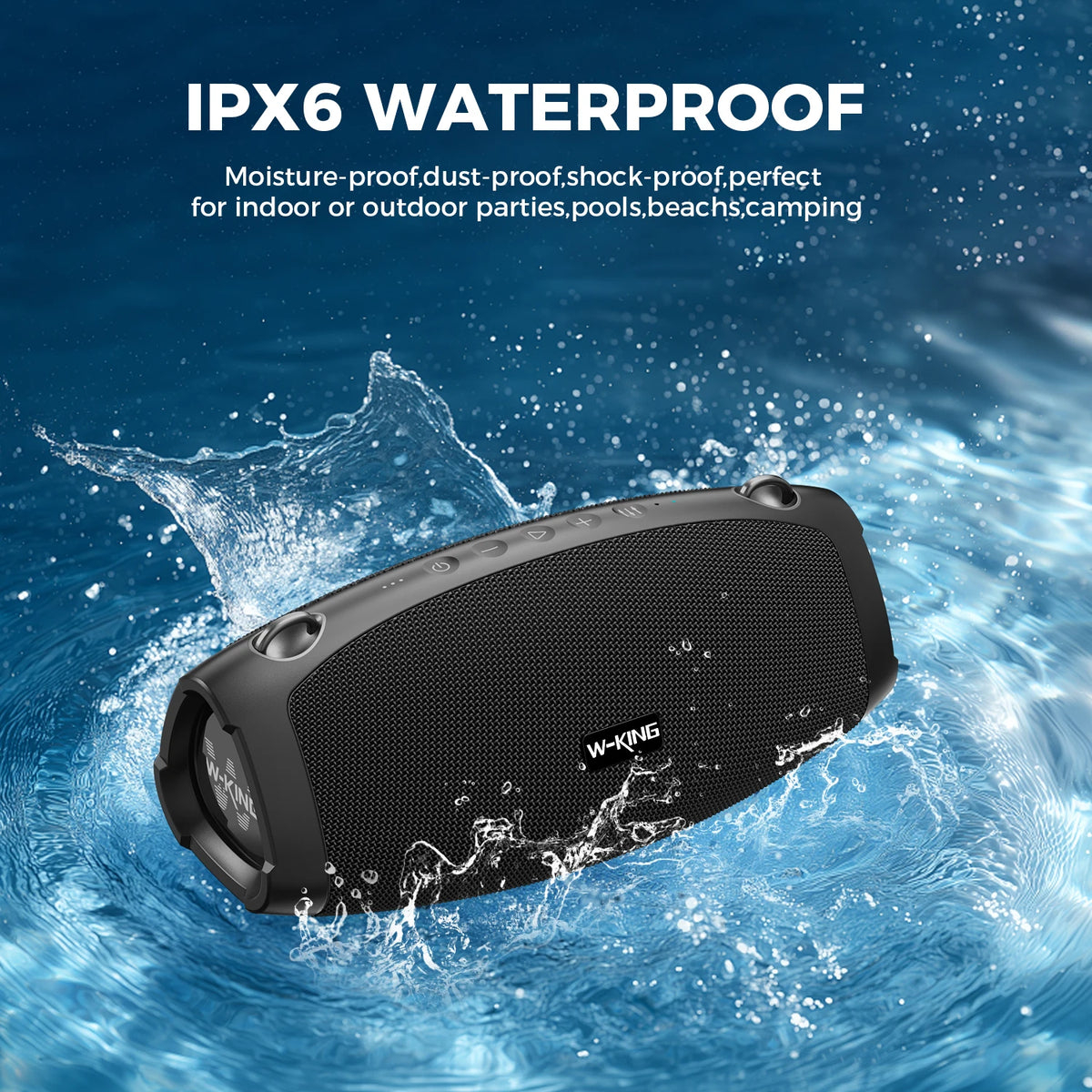 W-KING X10 Portable Waterproof Bluetooth Speaker Featuring Deep Bass
