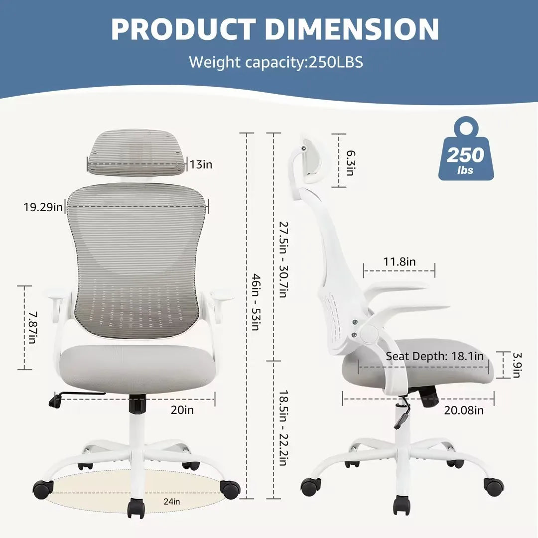 JHK Ergonomic Mesh Office Chair With Flip Up Adjustable Arms