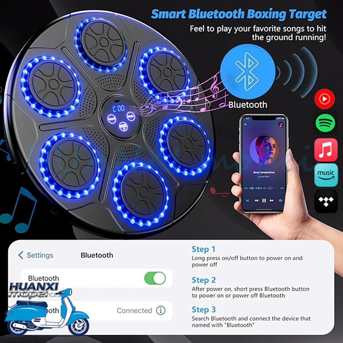Intelligent Music Boxing Trainer With Smart Bluetooth And Led Display