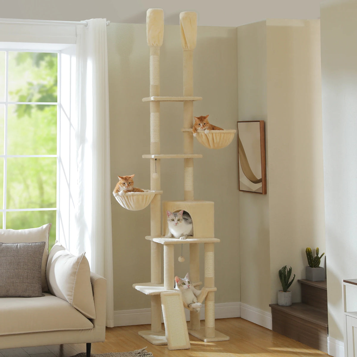 PAWZ Road Cactus Cat Tree Floor To Ceiling Climbing Tower