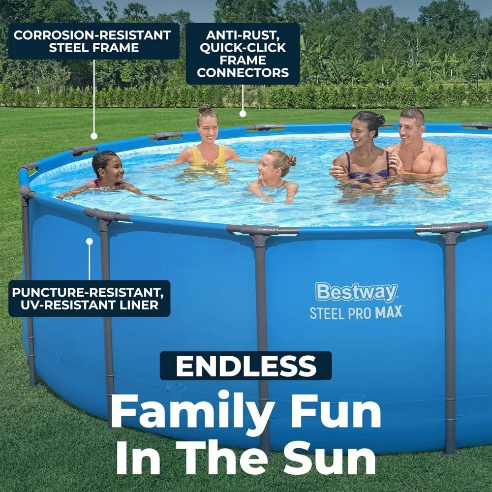 Steel Pro MAX Above Ground Round Metal Frame Outdoor Pool
