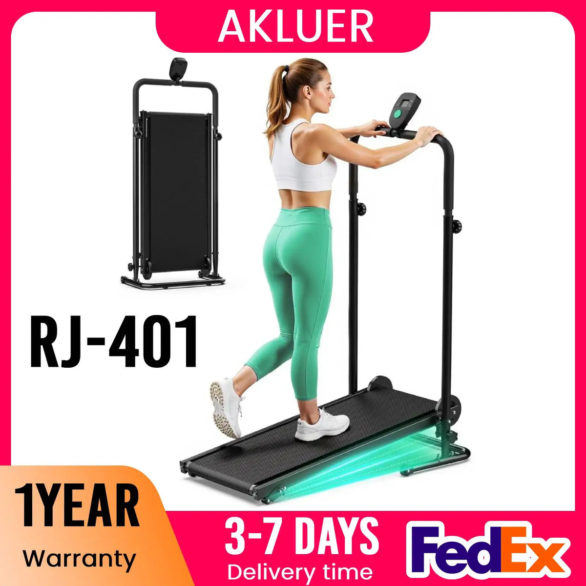 Akluer Manual Treadmill With Dual Flywheel And Foldable Design